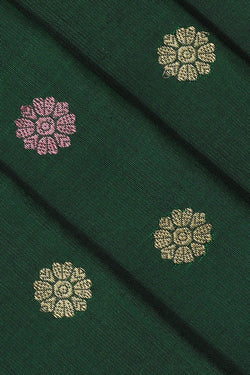 Image of Gadwal Silk Bottle Green Saree