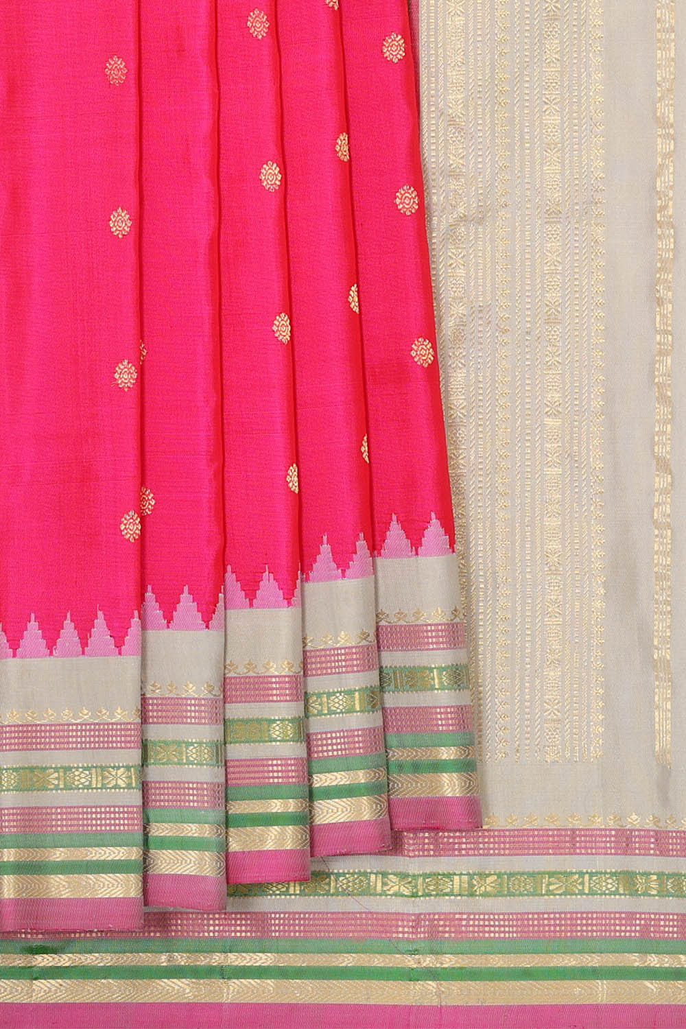 Gadwal Silk Rani Pink Saree