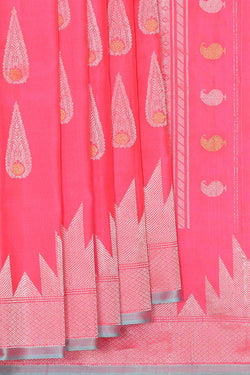 Image of Gadwal Silk Peach Pink Saree