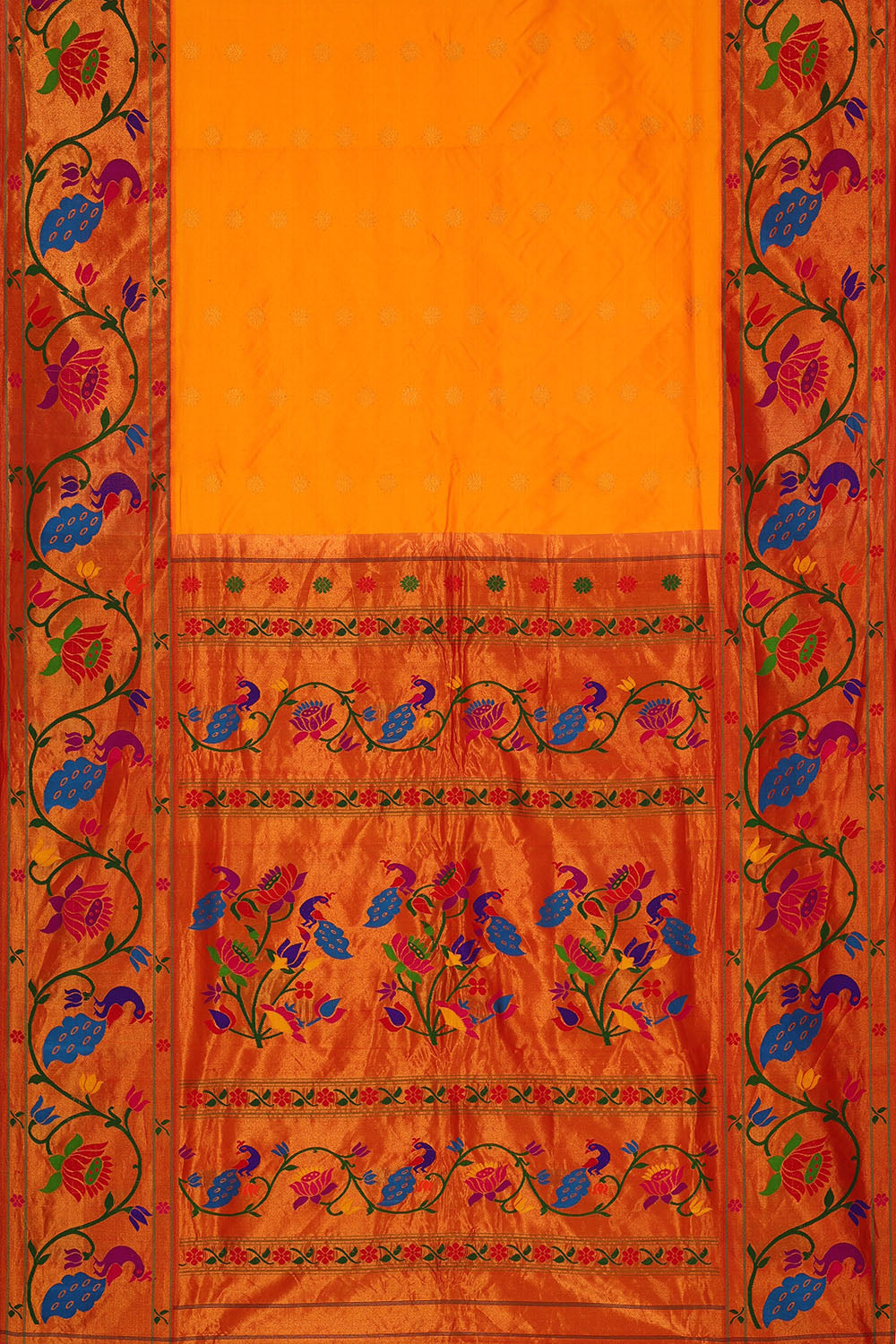 Image of Mustard-Yellow Paithani Silk Saree