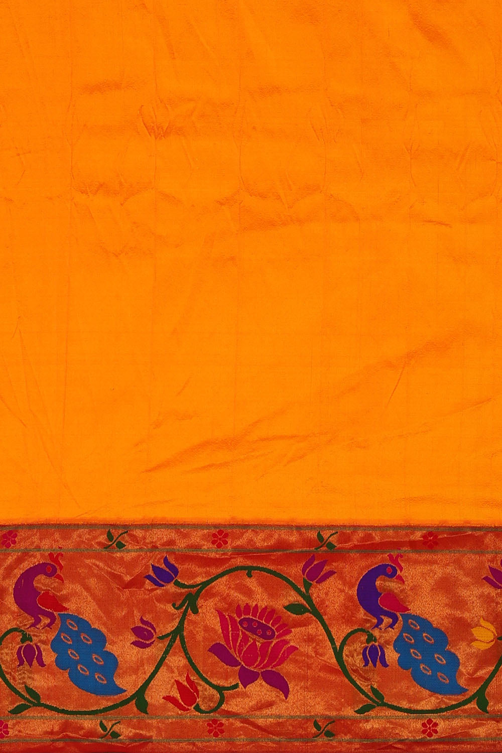 Image of Mustard-Yellow Paithani Silk Saree