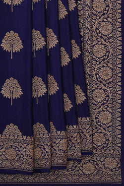 Image of Banarasi Crepe Dark Blue Saree