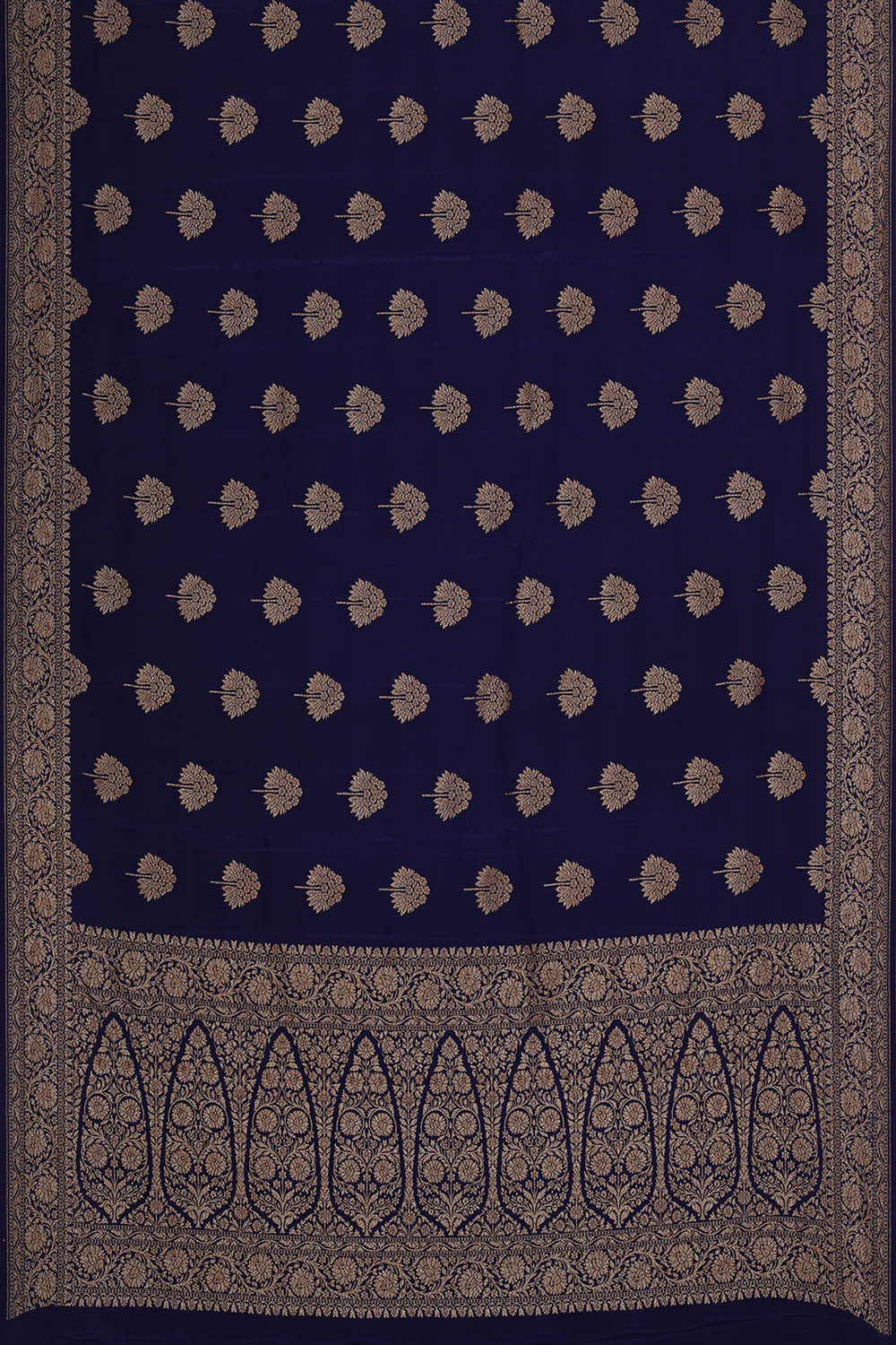Image of Banarasi Crepe Dark Blue Saree