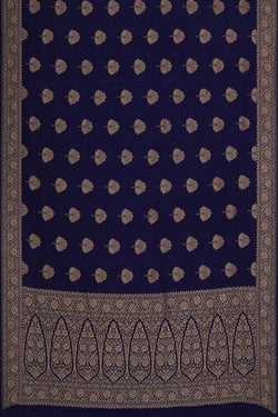 Image of Banarasi Crepe Dark Blue Saree