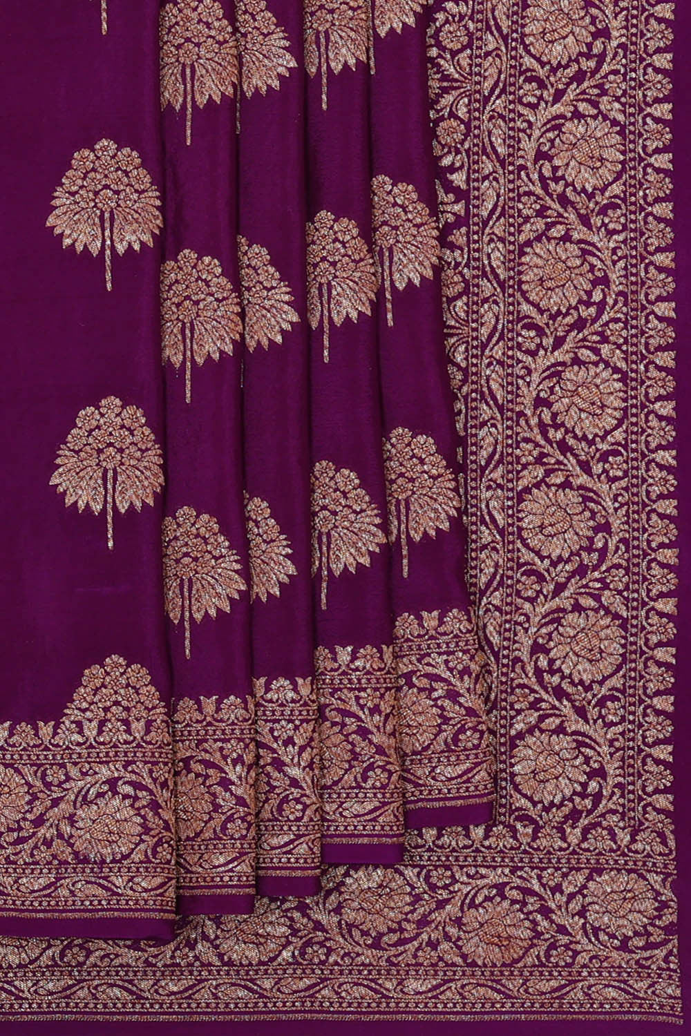 Banarasi Crepe Purple Saree