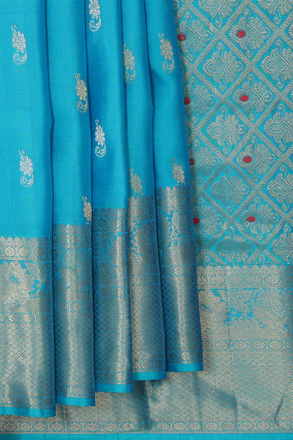 Kanchipattu Sky Blue Brocade Saree