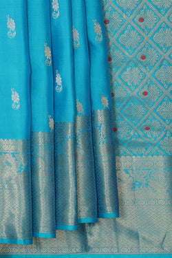 Image of Kanchipattu Sky Blue Brocade Saree