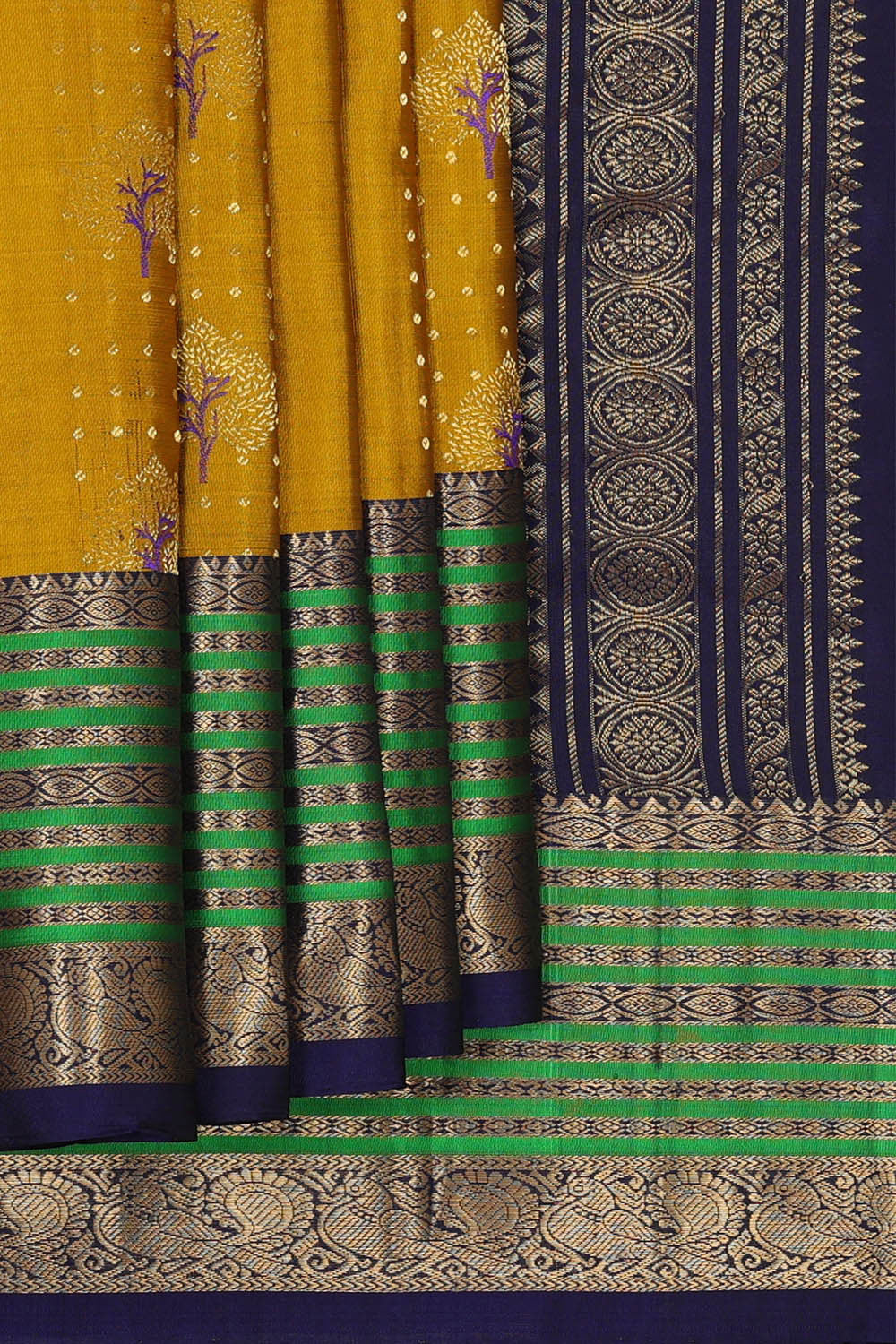 Kanchipattu Mustard Yellow Brocade Saree