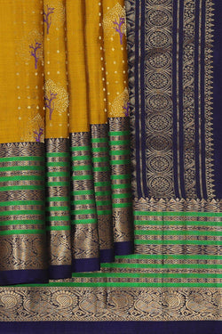 Image of Kanchipattu Mustard Yellow Brocade Saree