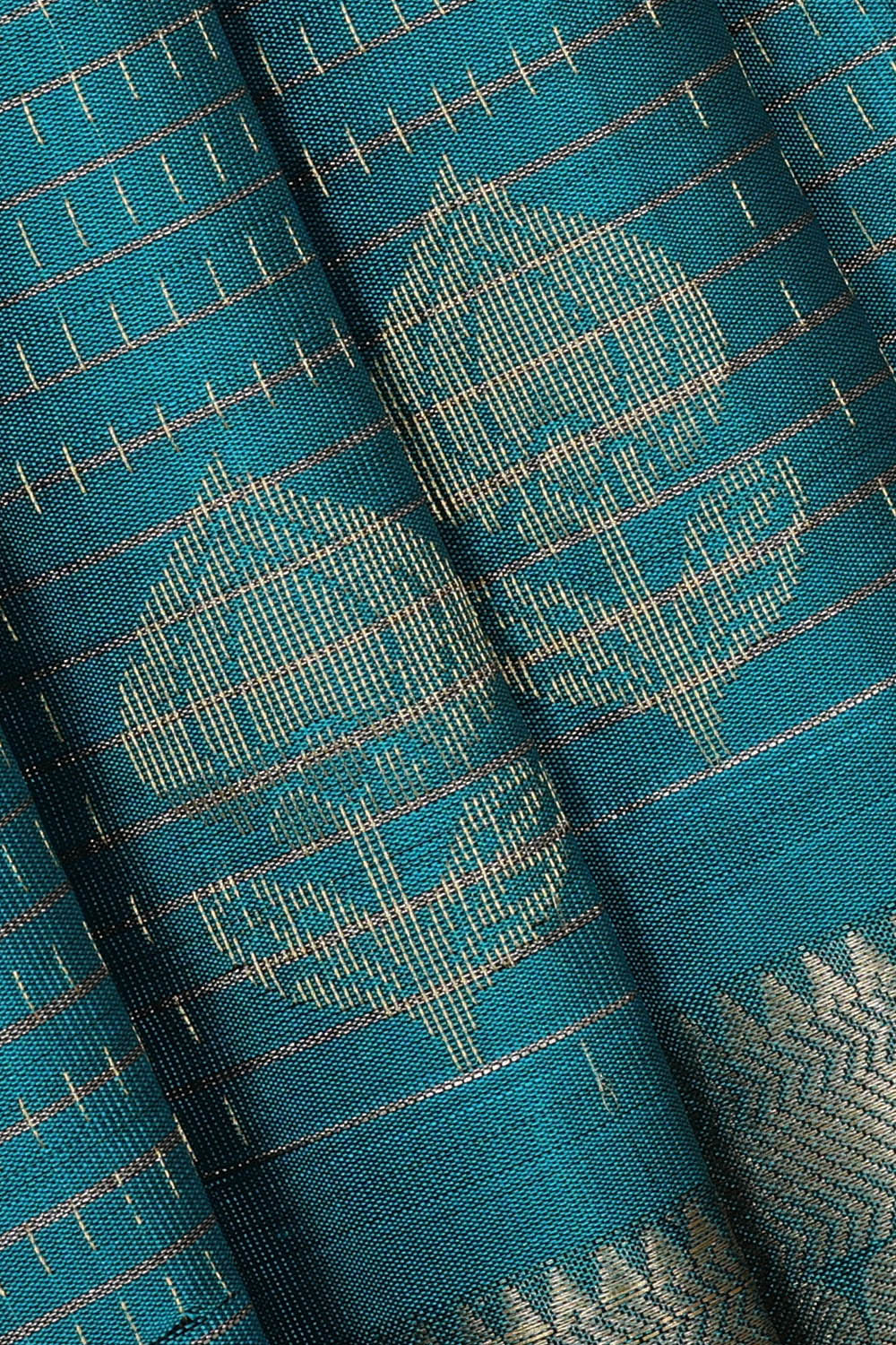 Kanchipattu Peacock Blue Brocade Saree