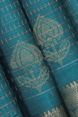 Image of Kanchipattu Peacock Blue Brocade Saree