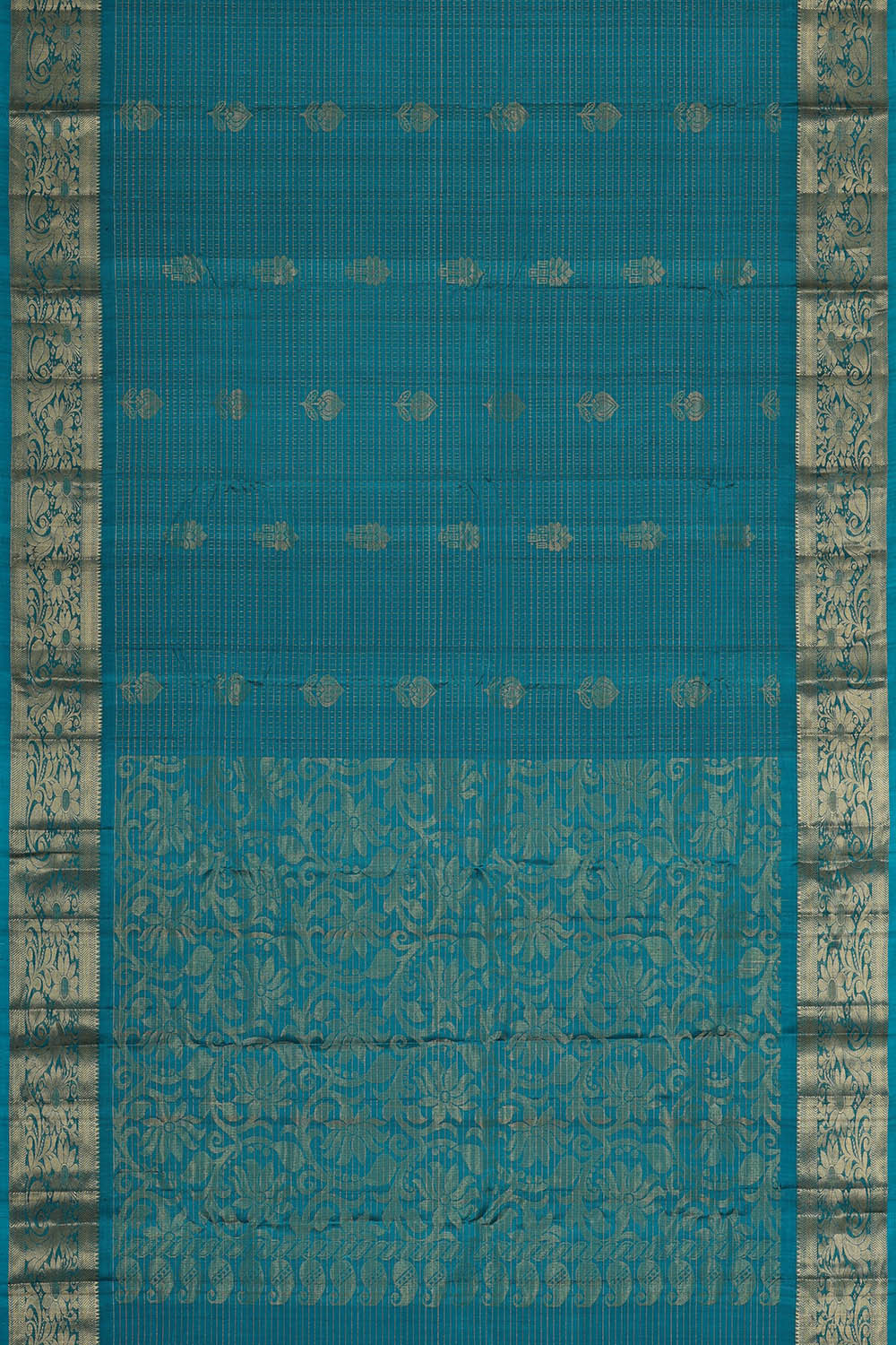 Kanchipattu Peacock Blue Brocade Saree