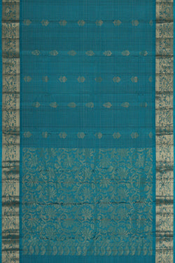 Image of Kanchipattu Peacock Blue Brocade Saree