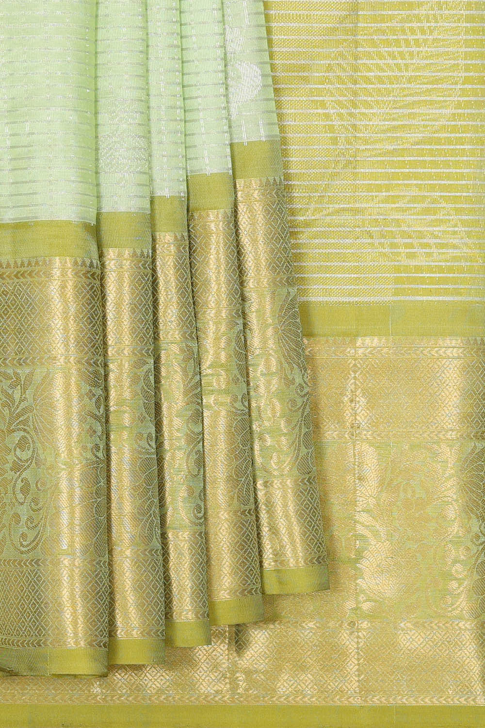 Kanchipattu Light Mint Green Brocade Saree