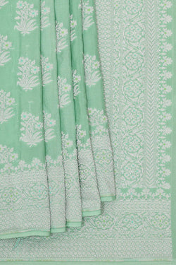 Image of Banarasi Crepe Light Mint Green Saree