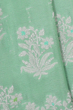 Image of Banarasi Crepe Light Mint Green Saree