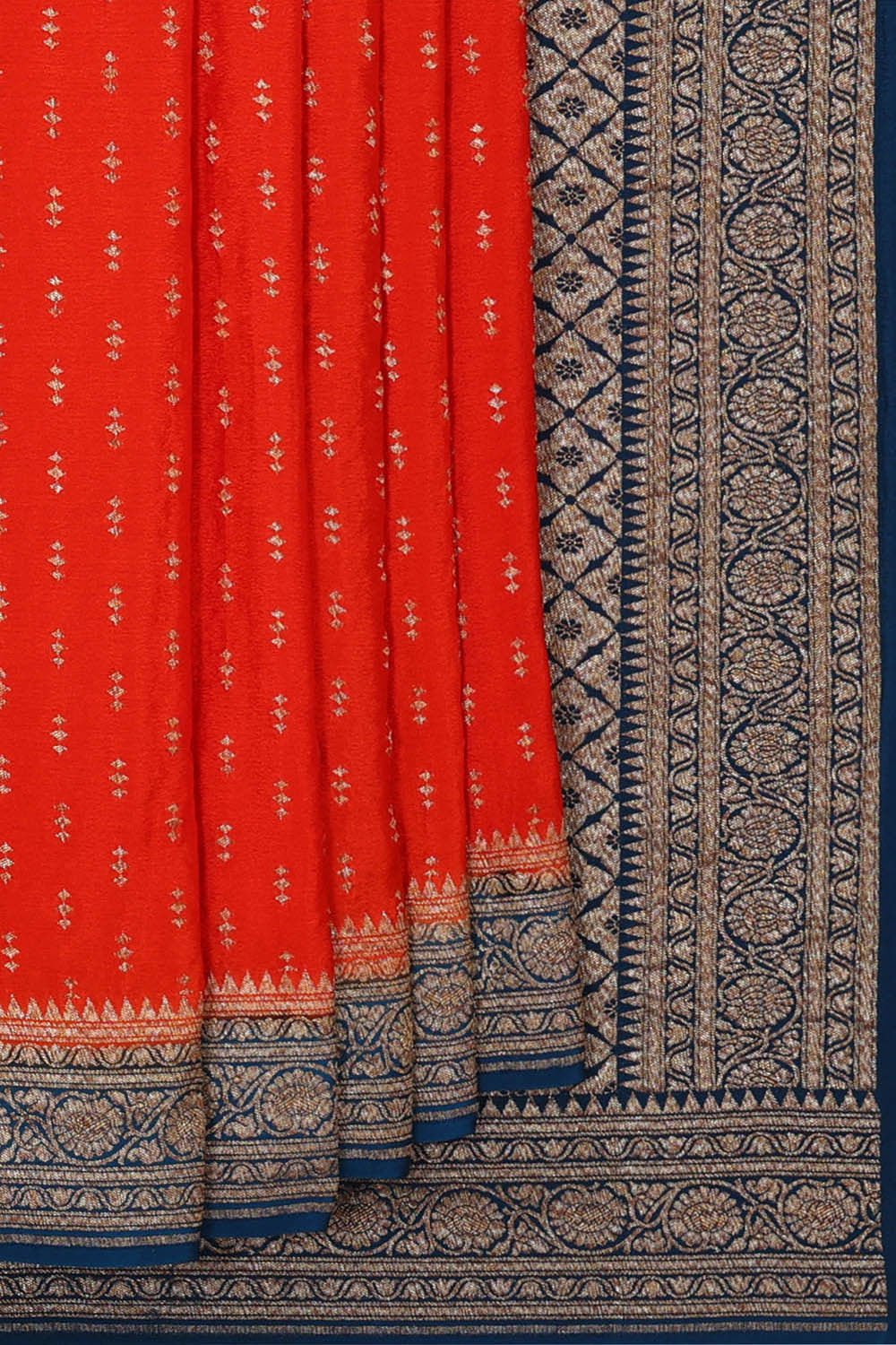 Banarasi Crepe Orange Saree