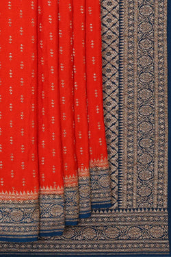 Image of Banarasi Crepe Orange Saree