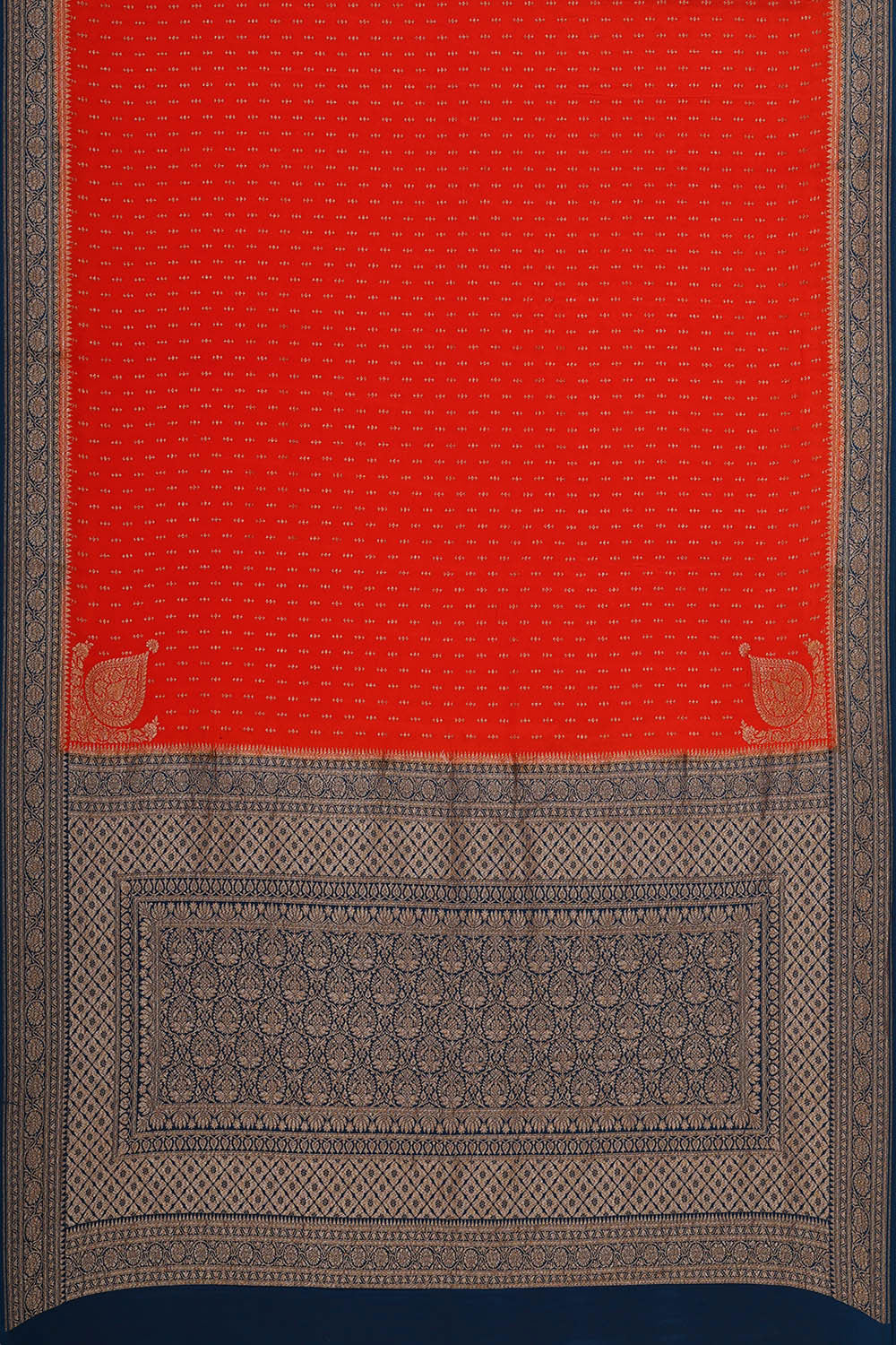 Banarasi Crepe Orange Saree