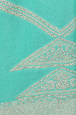 Image of Banarasi Crepe Turquoise Blue Saree