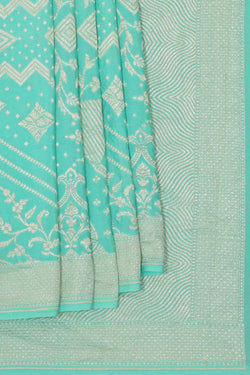 Image of Banarasi Crepe Turquoise Blue Saree