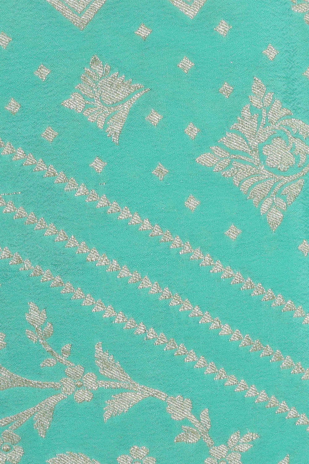 Banarasi Crepe Turquoise Blue Saree