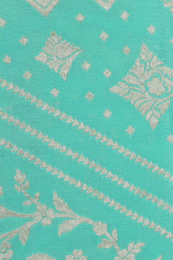 Image of Banarasi Crepe Turquoise Blue Saree