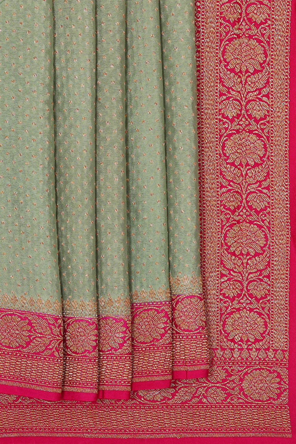 Banarasi Crepe Light Pista Green Saree