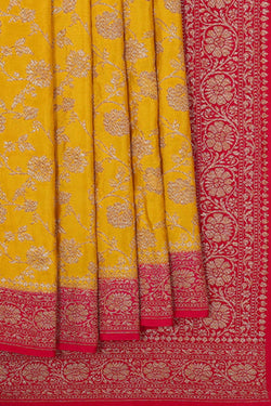 Image of Banarasi Crepe Yellow Saree