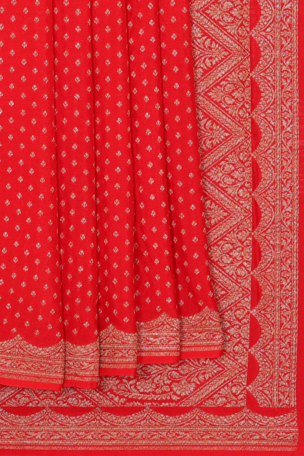 Banarasi Crepe Red Saree