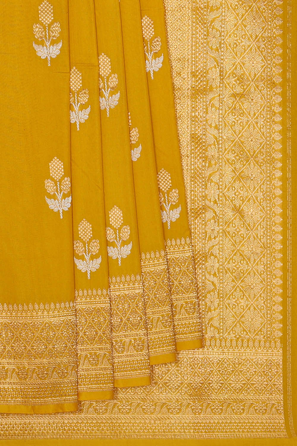 Image of Banarasi Khatan Mustard Yellow Saree