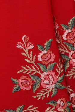 Image of Georgette Red Embroidered Saree