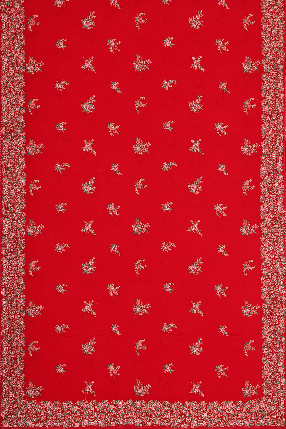 Georgette Red Embroidered Saree
