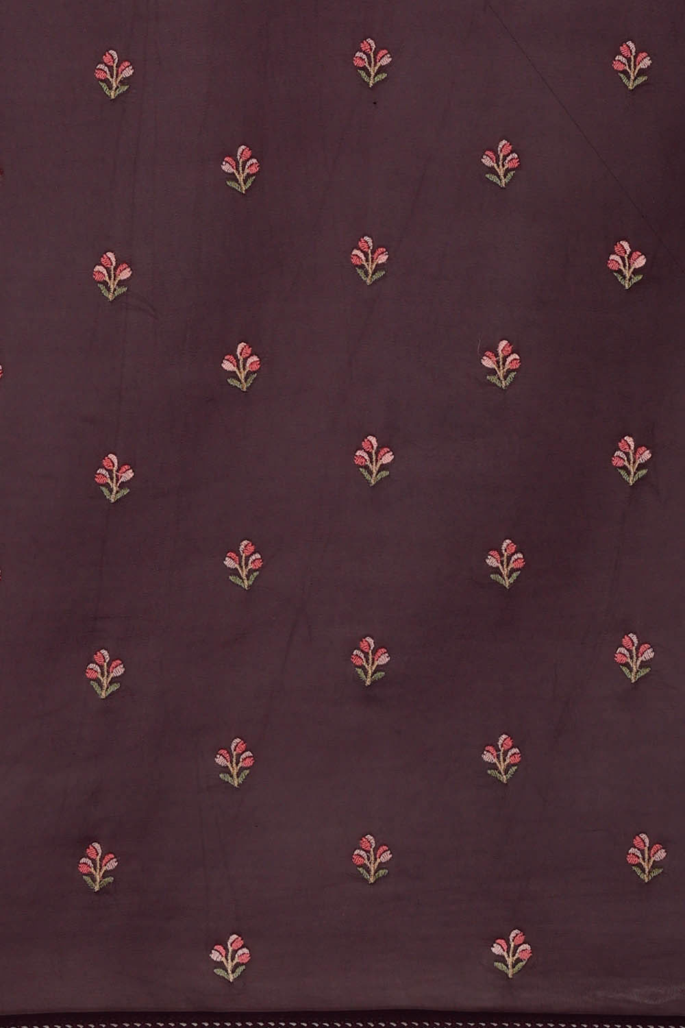 Image of Georgette Deep Wine Embroidered Saree