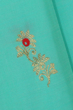 Image of Kanchipattu Turquoise Blue Brocade Saree