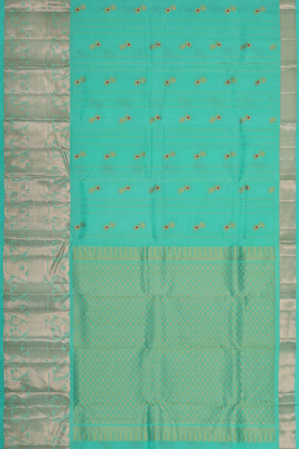 Kanchipattu Turquoise Blue Brocade Saree