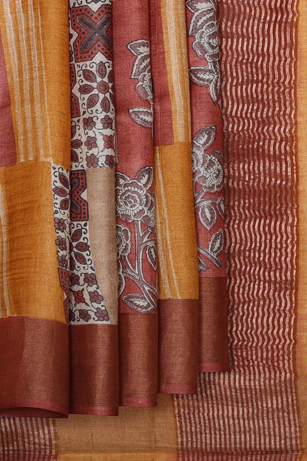 Printed Tussar Multicolour Saree