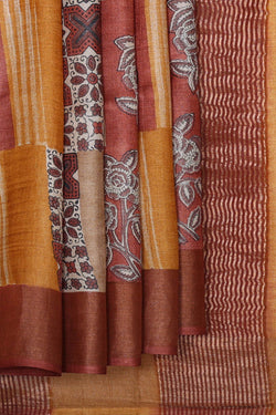 Image of Printed Tussar Multicolour Saree