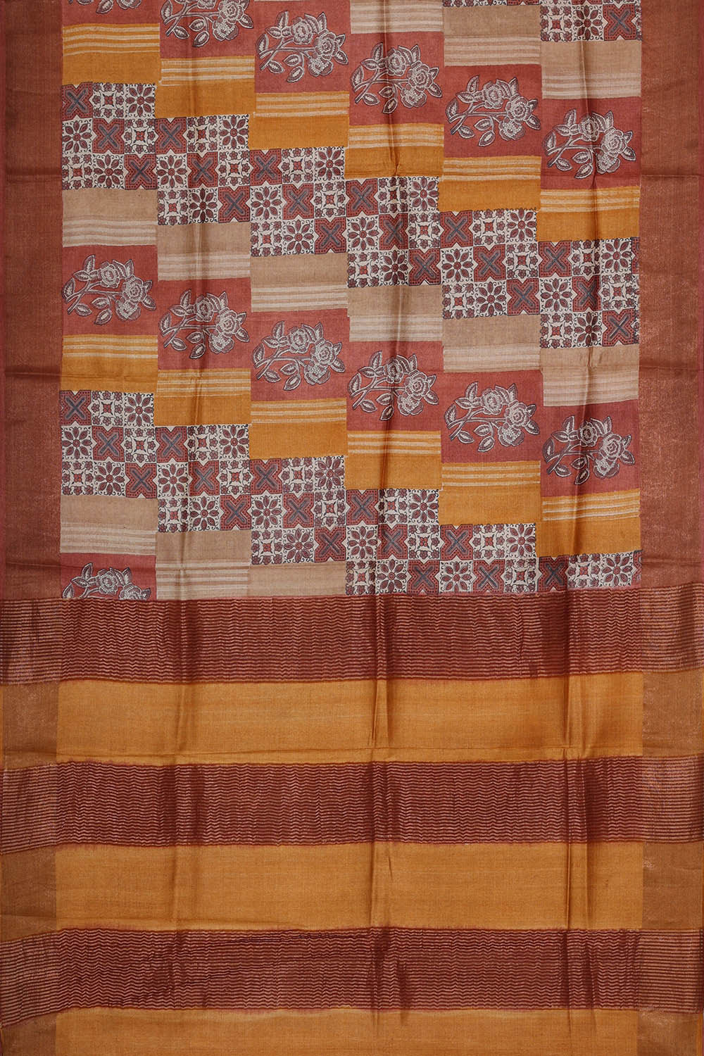 Printed Tussar Multicolour Saree