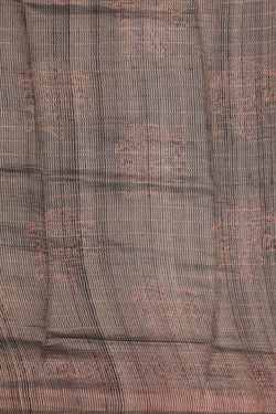 Image of Printed Tussar Silk Grey Saree