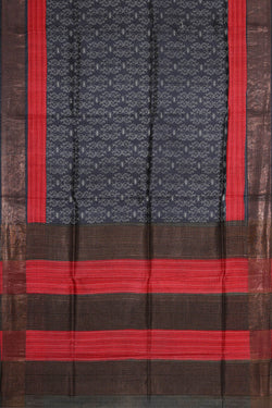 Image of Printed Tussar Dark Grey Saree