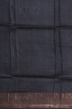 Image of Printed Tussar Dark Grey Saree