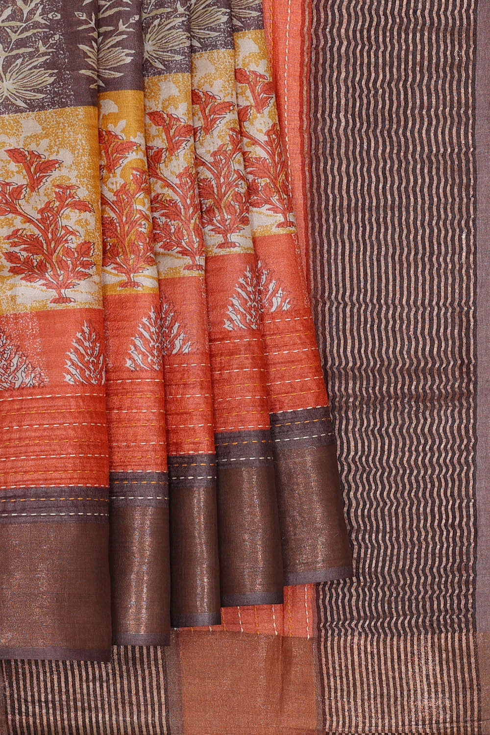 Image of Printed Tussar Multicolour Saree
