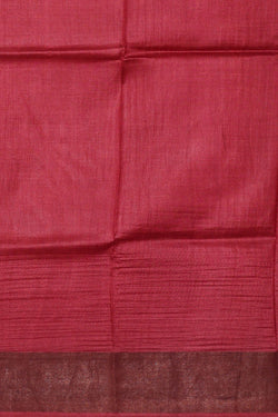 Image of Printed Tussar Red-Cream Saree