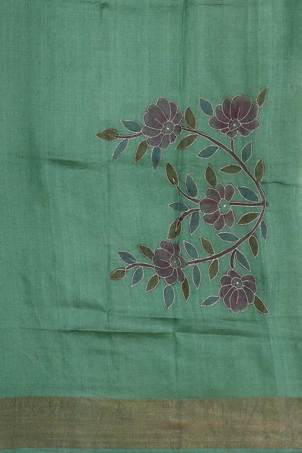 Printed Tussar Silk Light Sea Green Saree