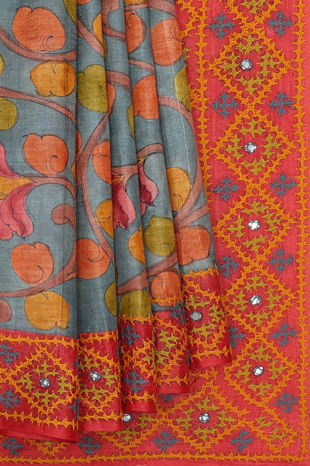 Tussar Silk Blue Saree