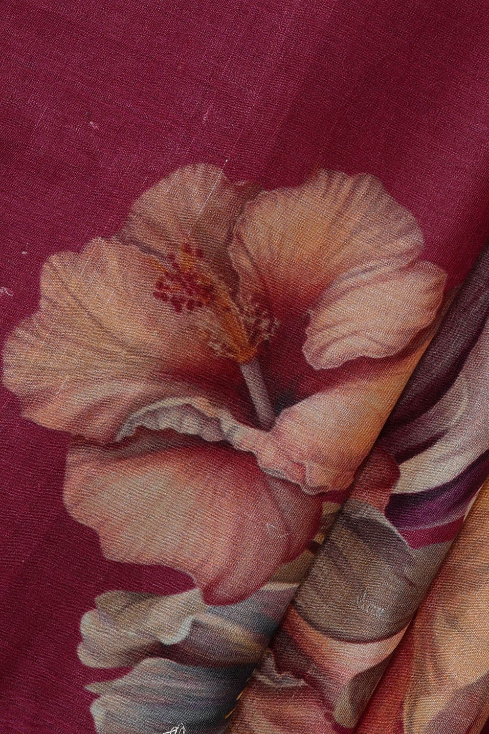 Image of Tussar Silk Dark Red Saree