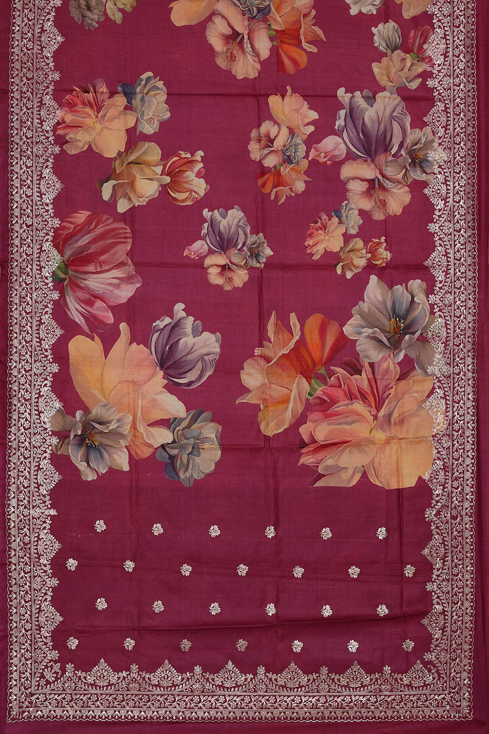 Tussar Silk Dark Red Saree