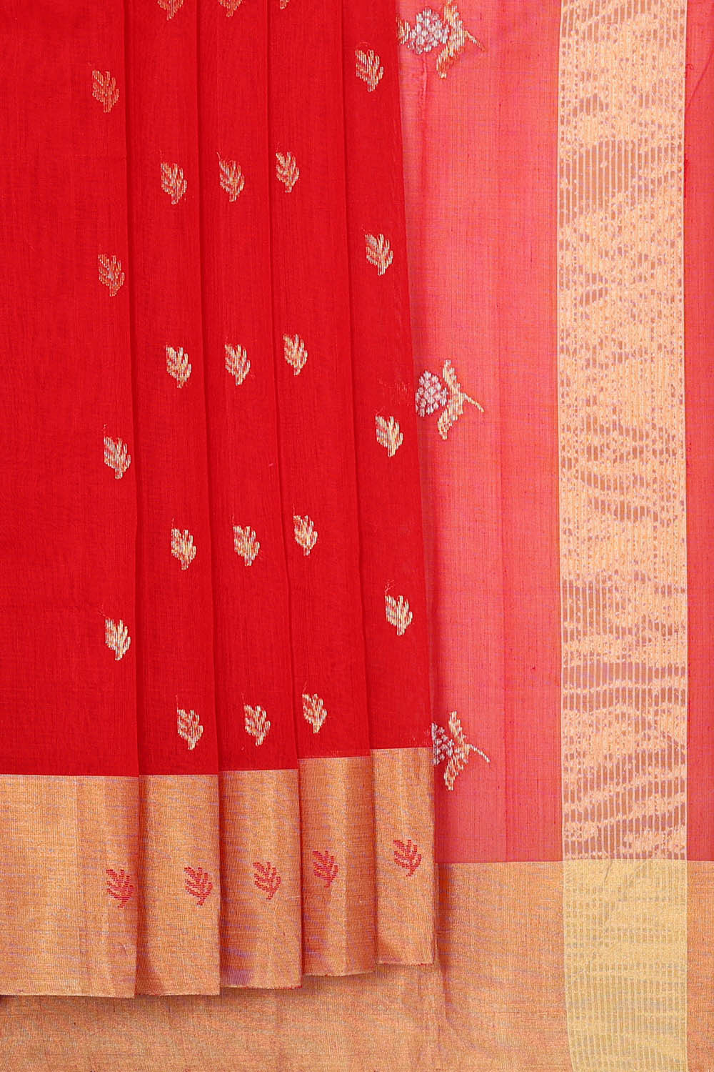 Chanderi Silk Cotton Red Saree