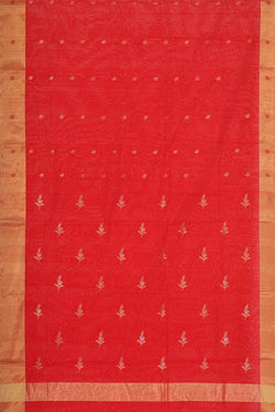 Image of Chanderi Silk Cotton Red Saree